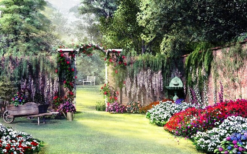 Garden with Arched Gateway