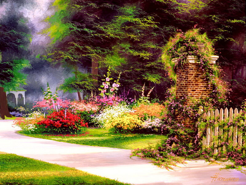Garden with Brick Pillar