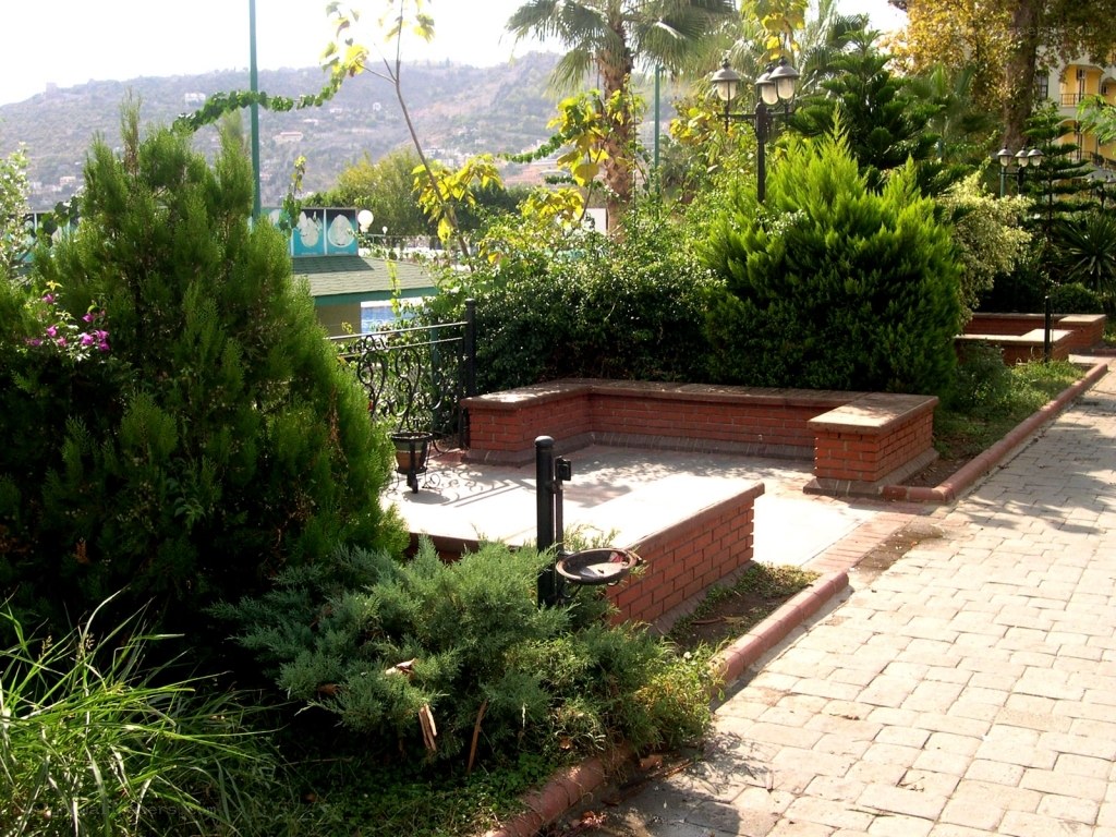 Garden with brick seating