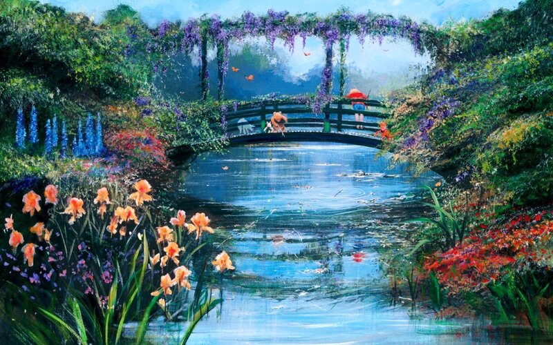 Garden with Bridge and Pond
