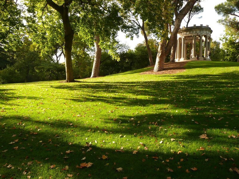 Garden with classical temple