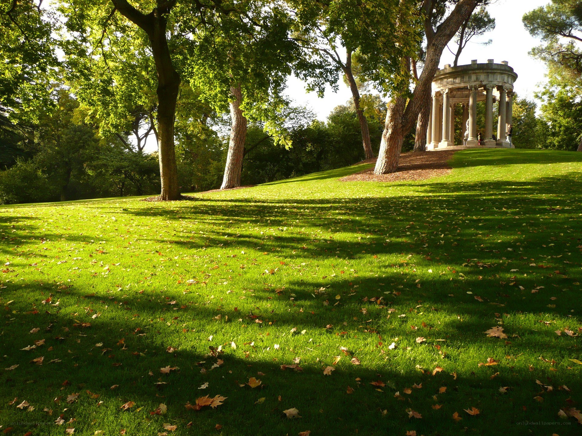 Garden with classical temple