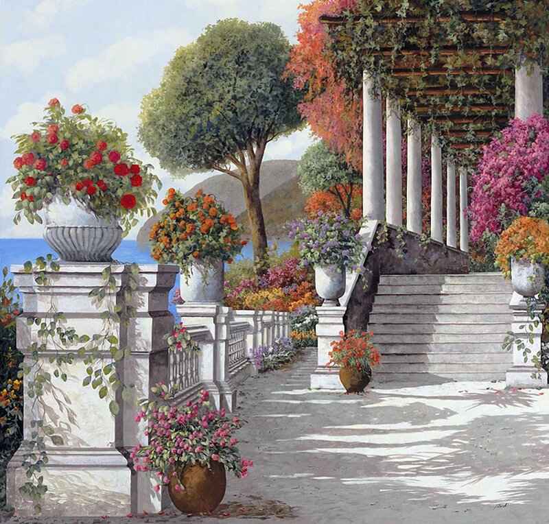 Garden with Columns — White