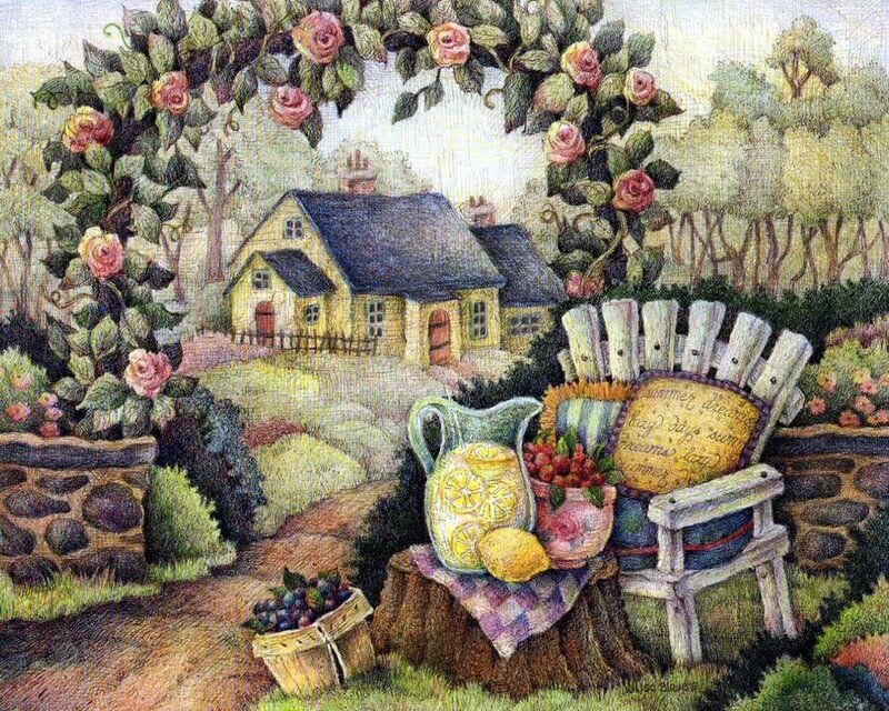 Garden with Cottage — Yellow