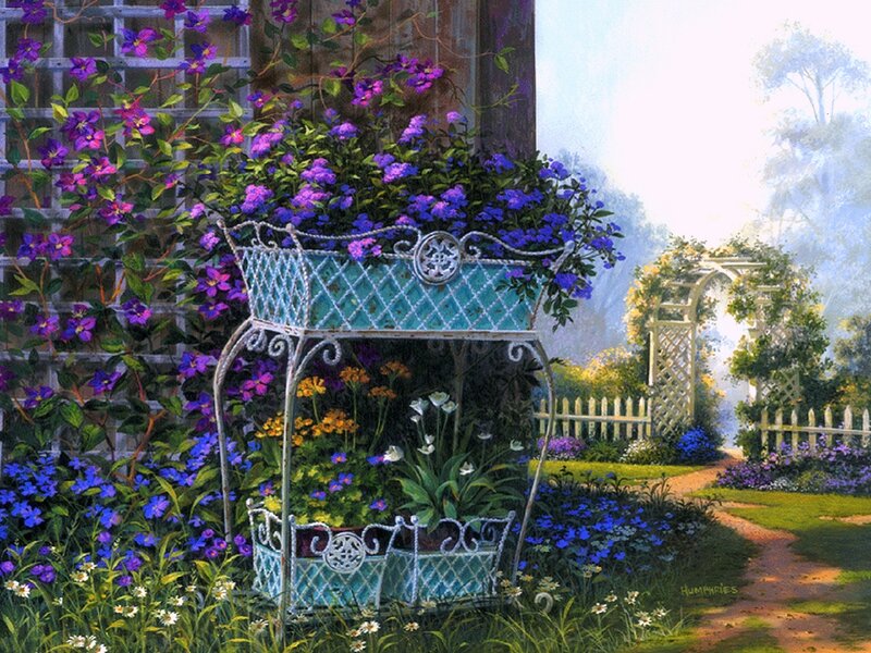 Garden with Flower Stand