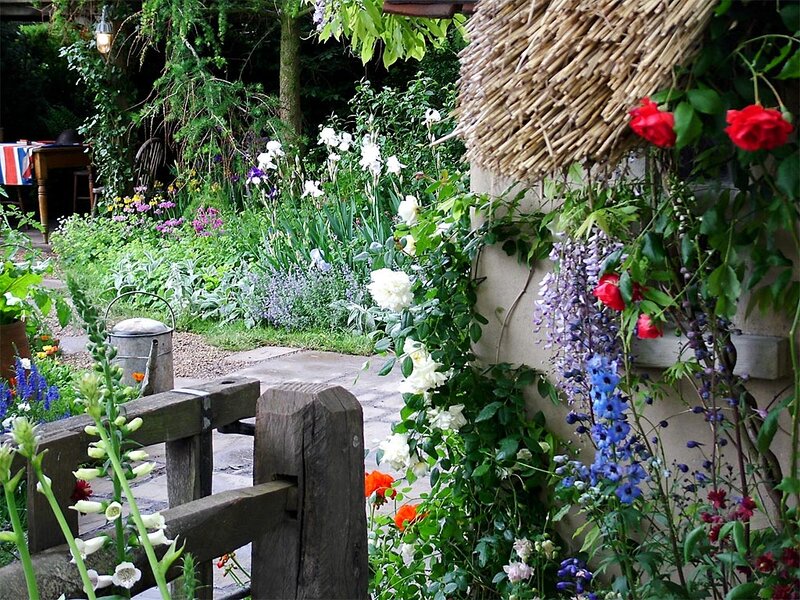 Garden with Flowers and Gate
