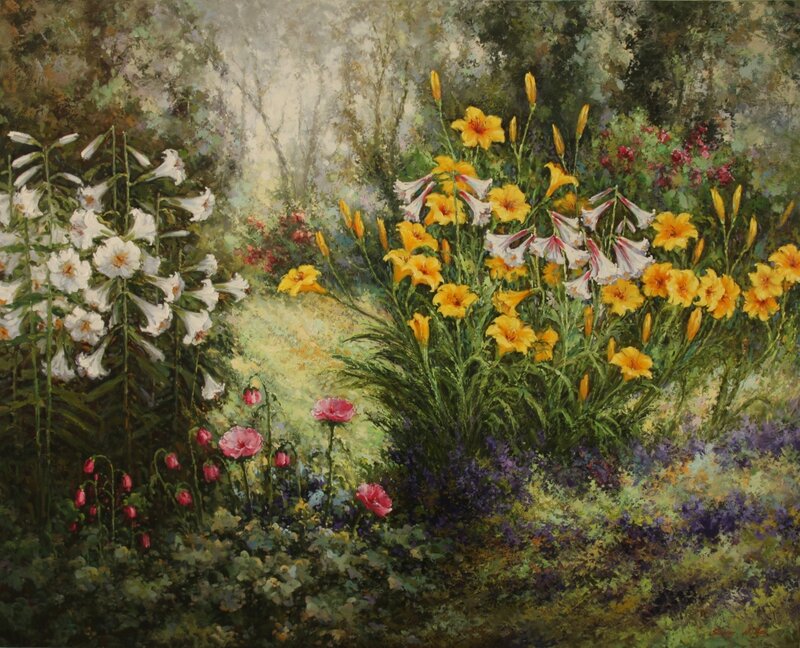 Garden with Flowers — Green