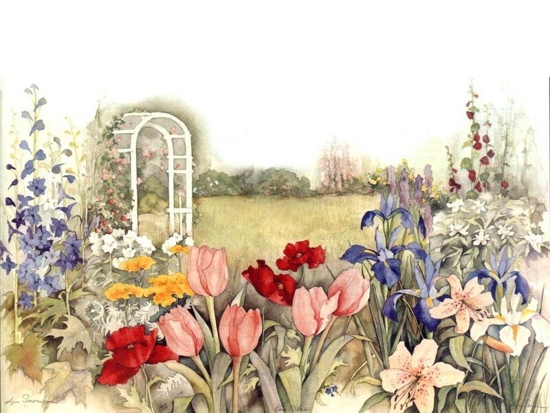 Garden with Flowers — Pink