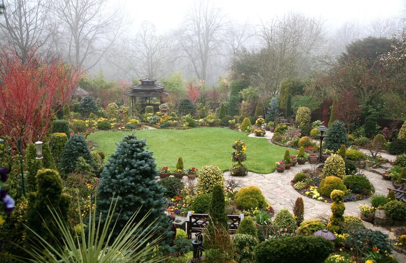 Garden with Gazebo — Green, Serene, Morning