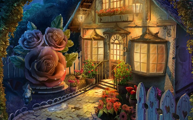 Garden with Giant Roses