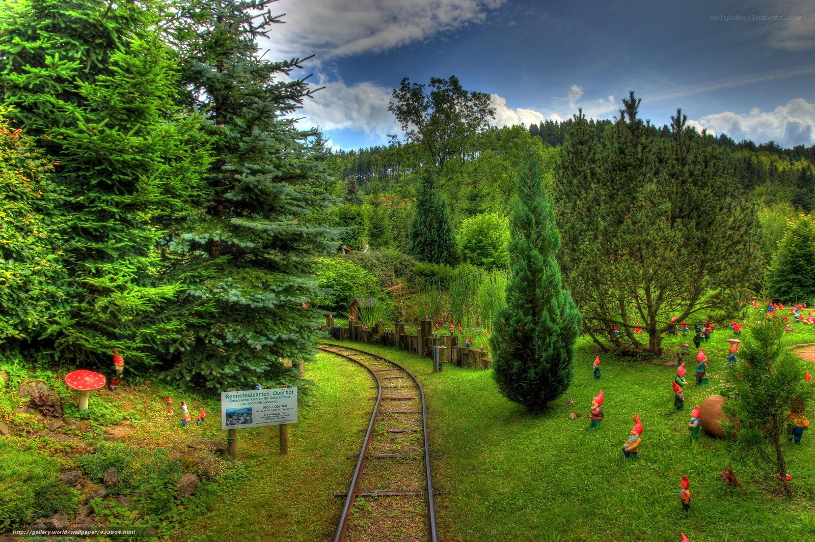 Garden with gnome figurines
