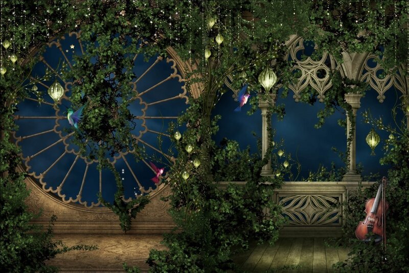 Garden with Hummingbirds