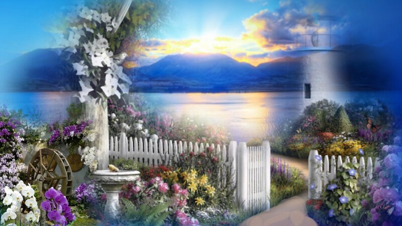 Garden with Lighthouse — Blue