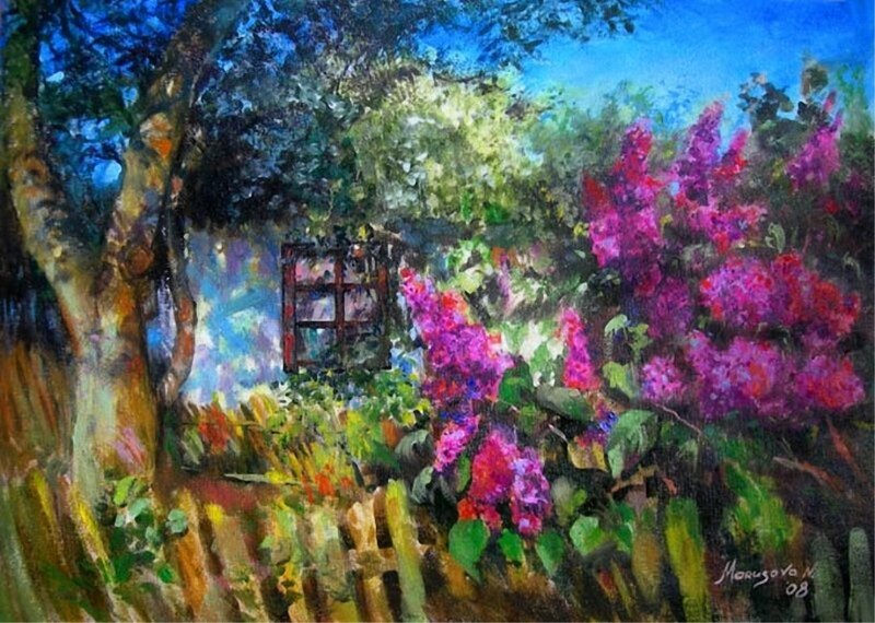 Garden with Lilac Bush