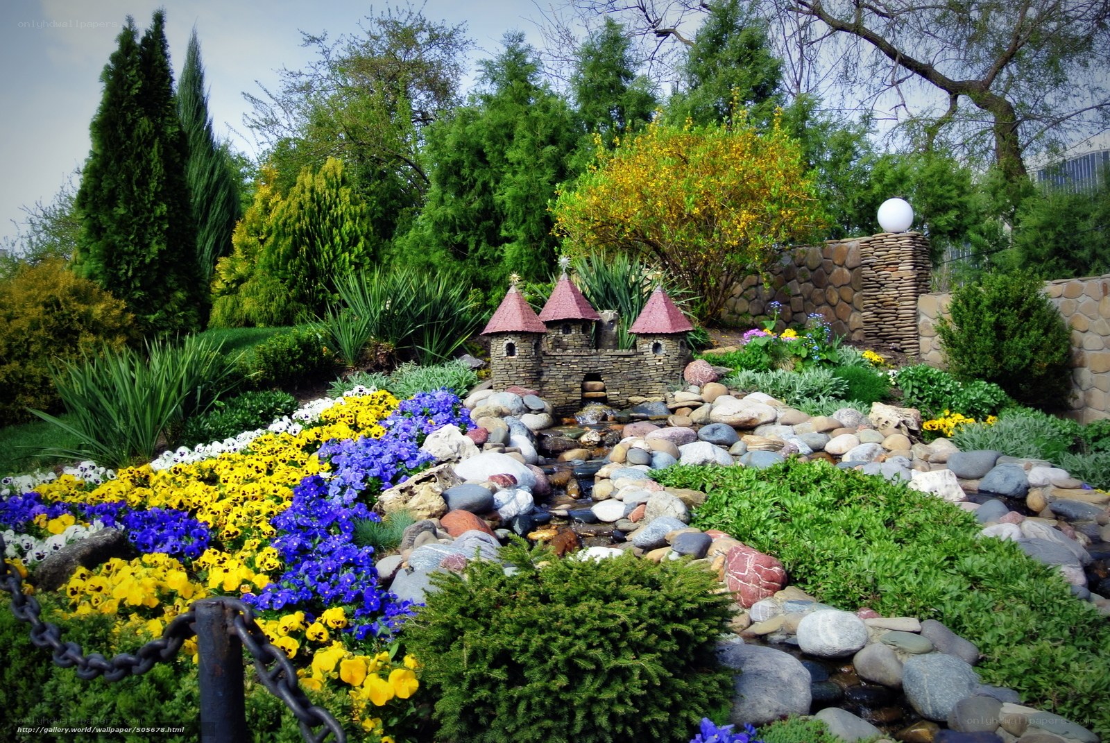 Garden with miniature castle
