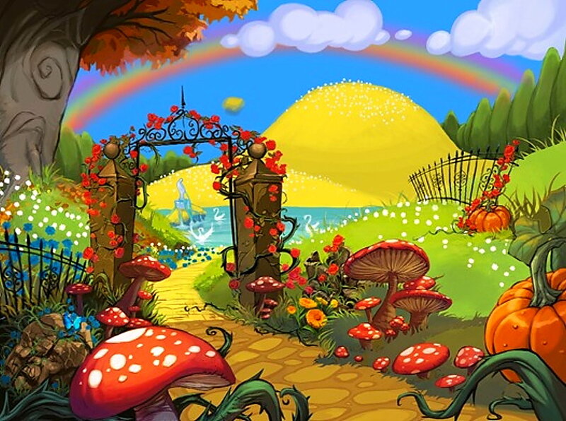 Garden with Mushrooms