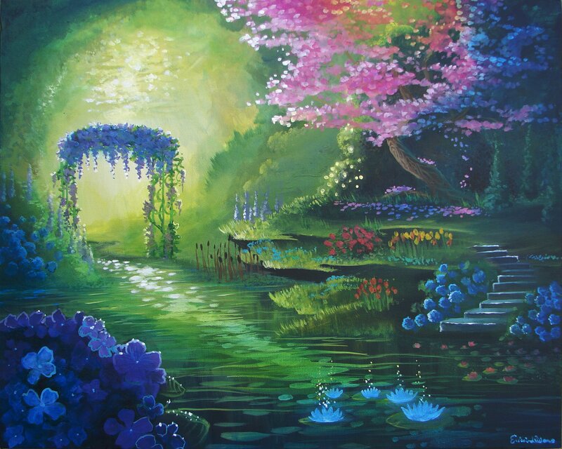 Garden with Pond and Arch
