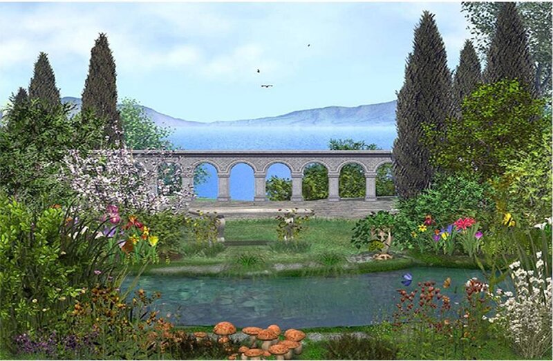 Garden with Pond and Arches