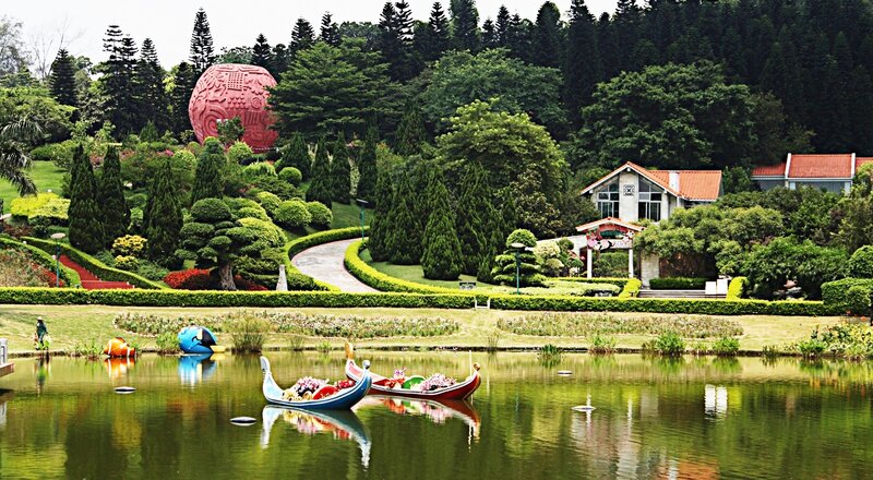 Garden with Pond and Boats
