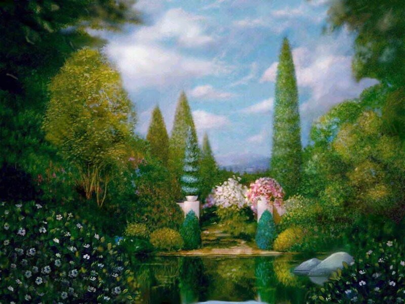 Garden with Pond — Green