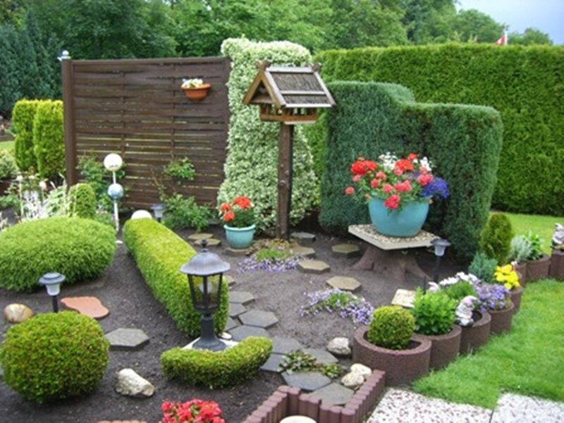 Garden with Potted Plants