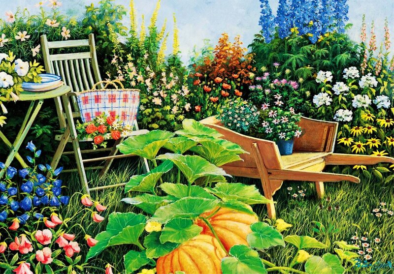 Garden with Pumpkins