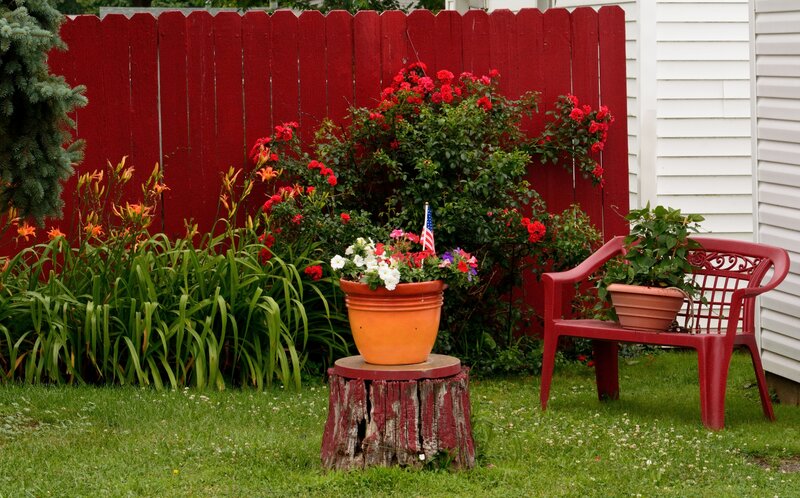 Garden with Red Chair