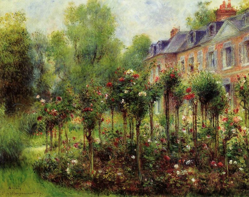 Garden with Roses and House