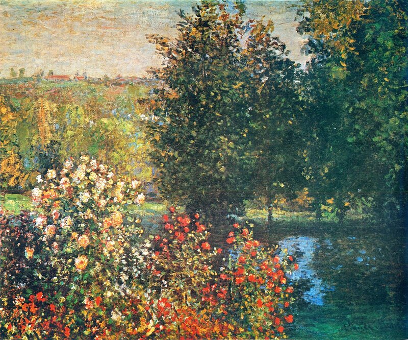 Garden with Roses and Trees