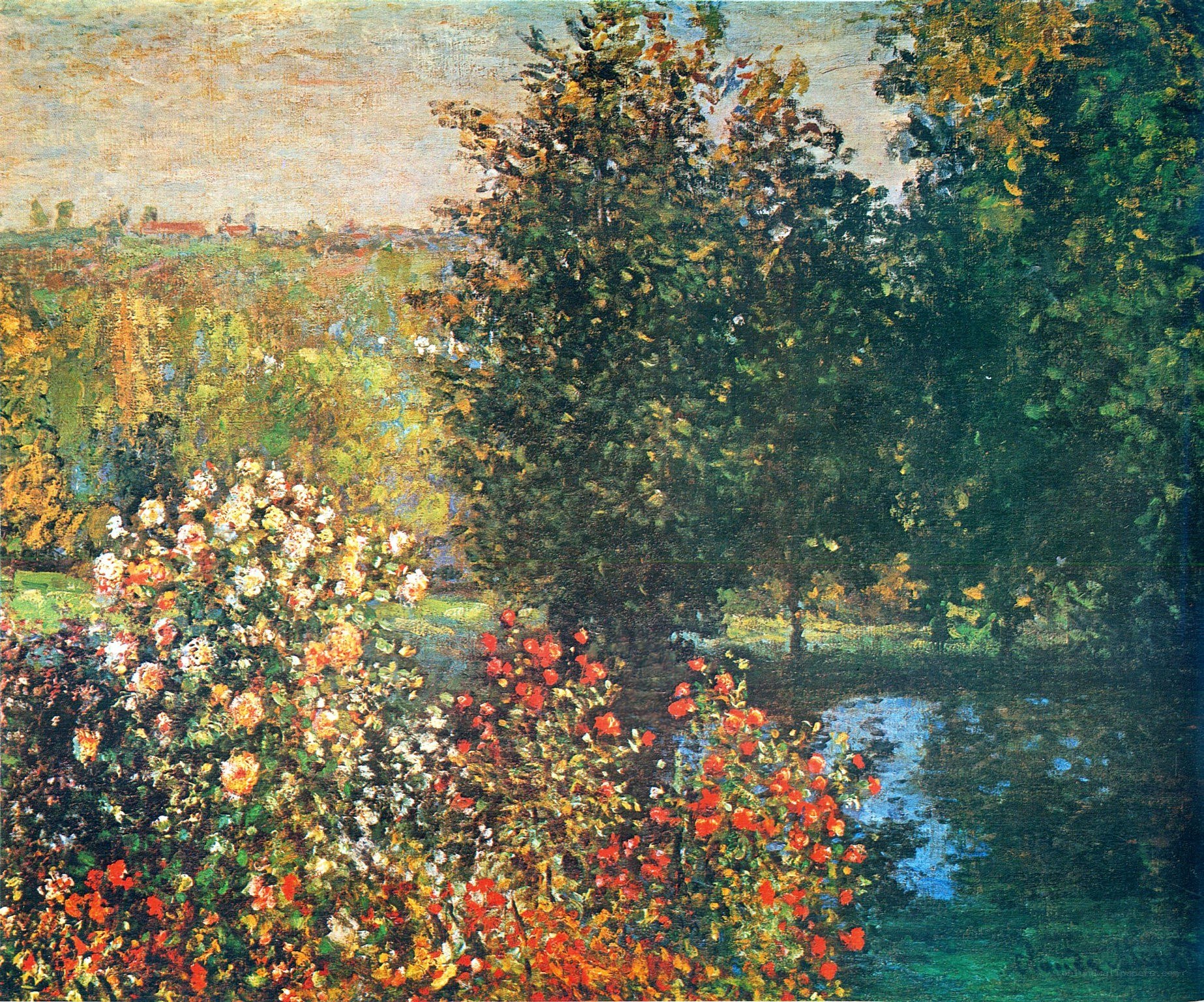Garden with Roses and Trees