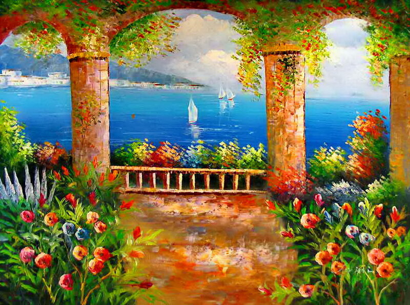 Garden with Sea View — Blue