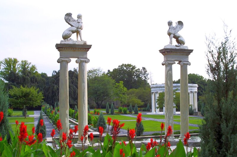 Garden with sphinx statues