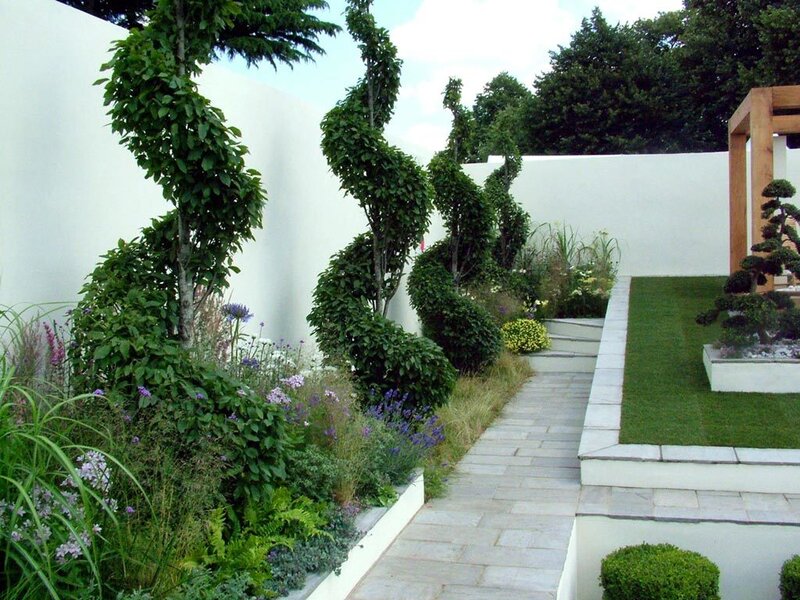 Garden with Spiral Trees