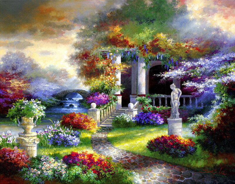 Garden with Statue — Green