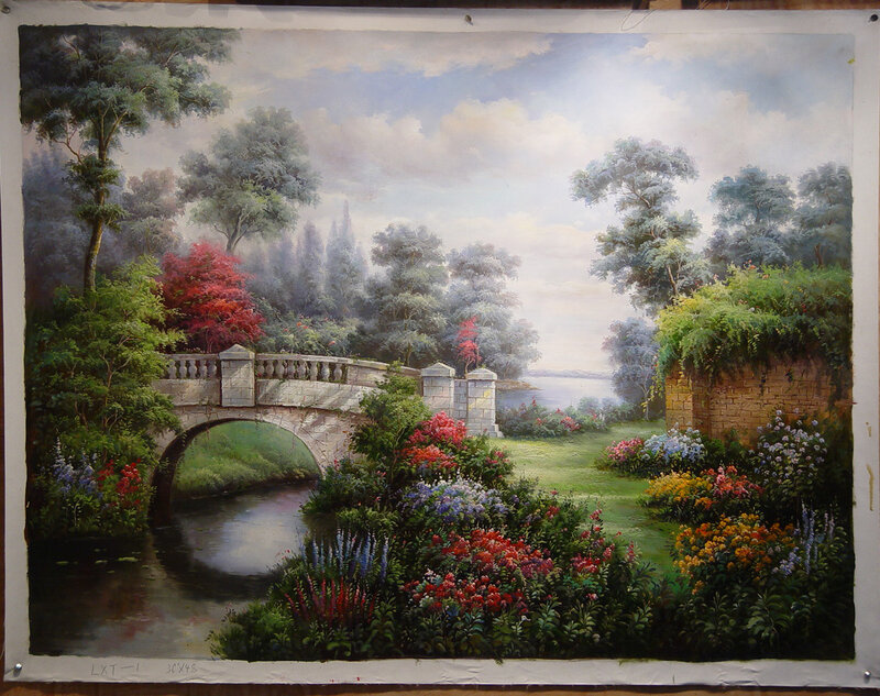 Garden with Stone Bridge — Green, Serene