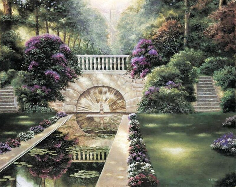 Garden with Stone Bridge — Green