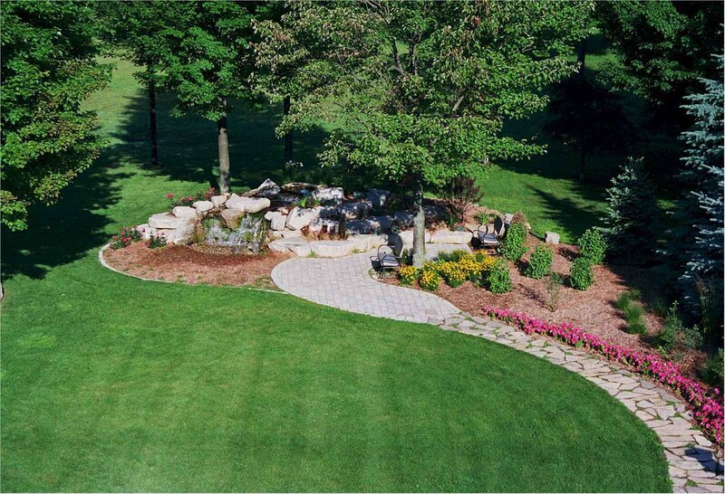 Garden with Stone Fountain