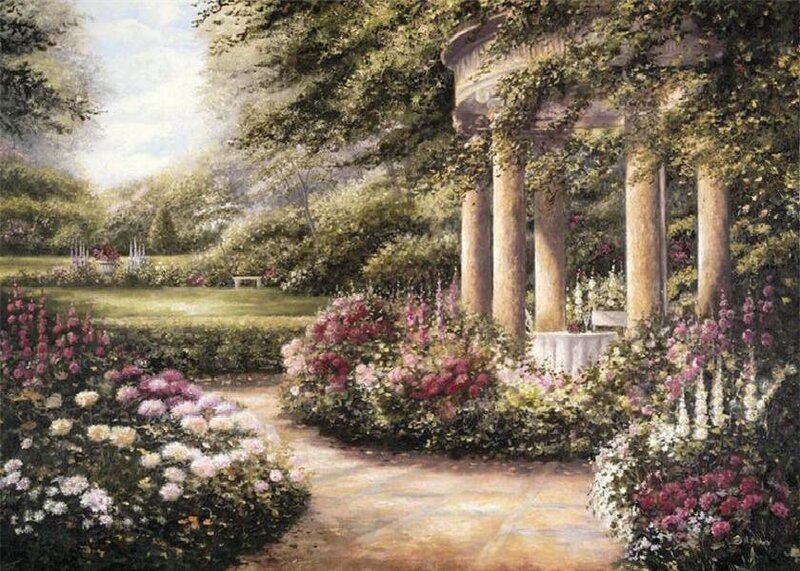 Garden with Stone Gazebo