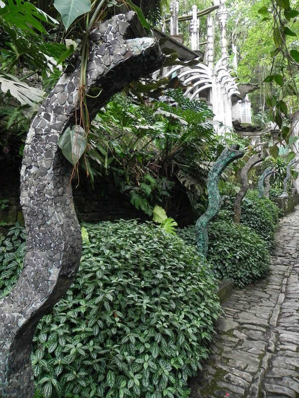 Garden with stone sculptures