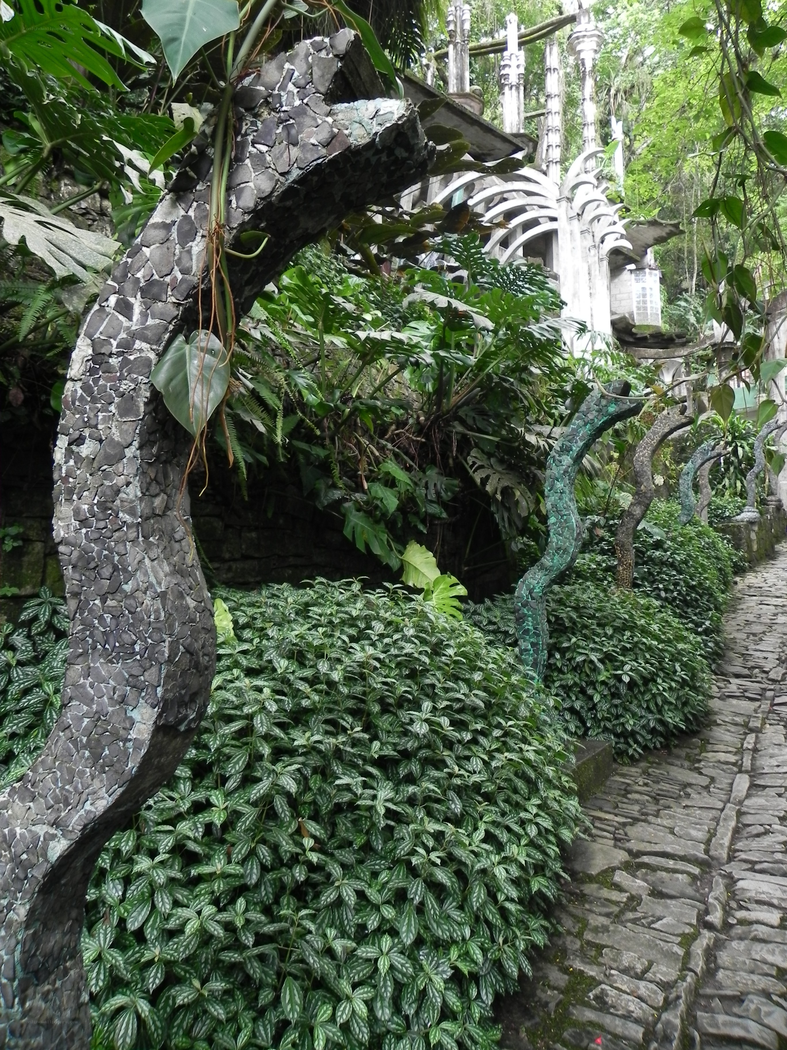 Garden with stone sculptures