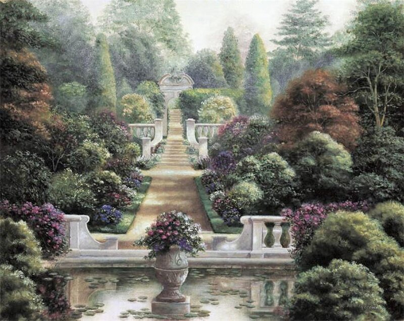 Garden with Stone Staircase — Green