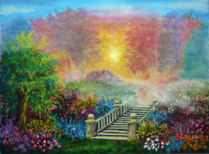 Garden with Stone Stairs — Green