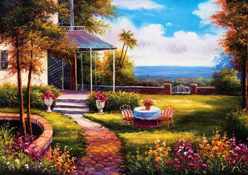 Garden with Table and Chairs — Green