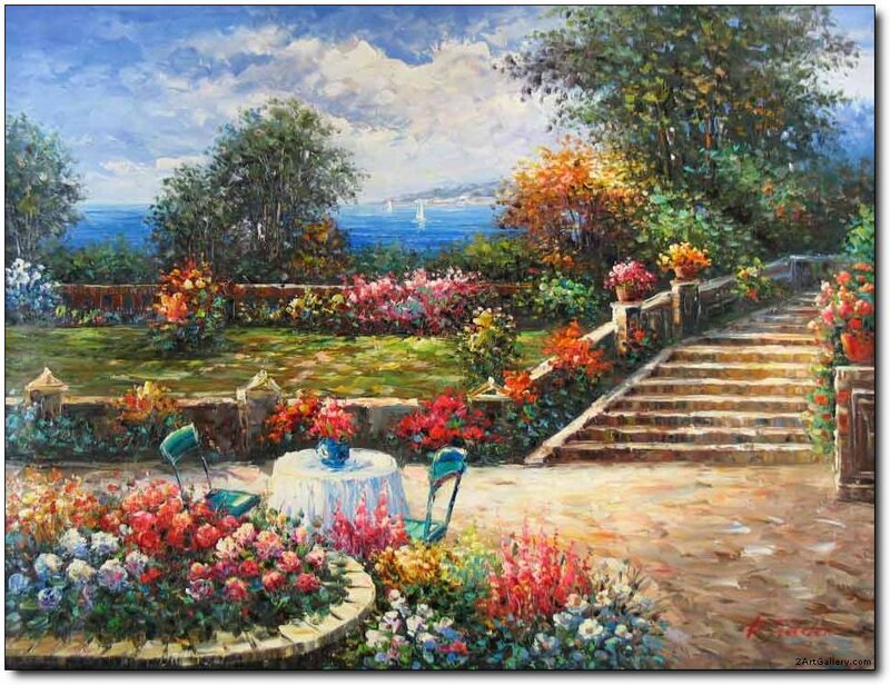Garden with Table and Stairs