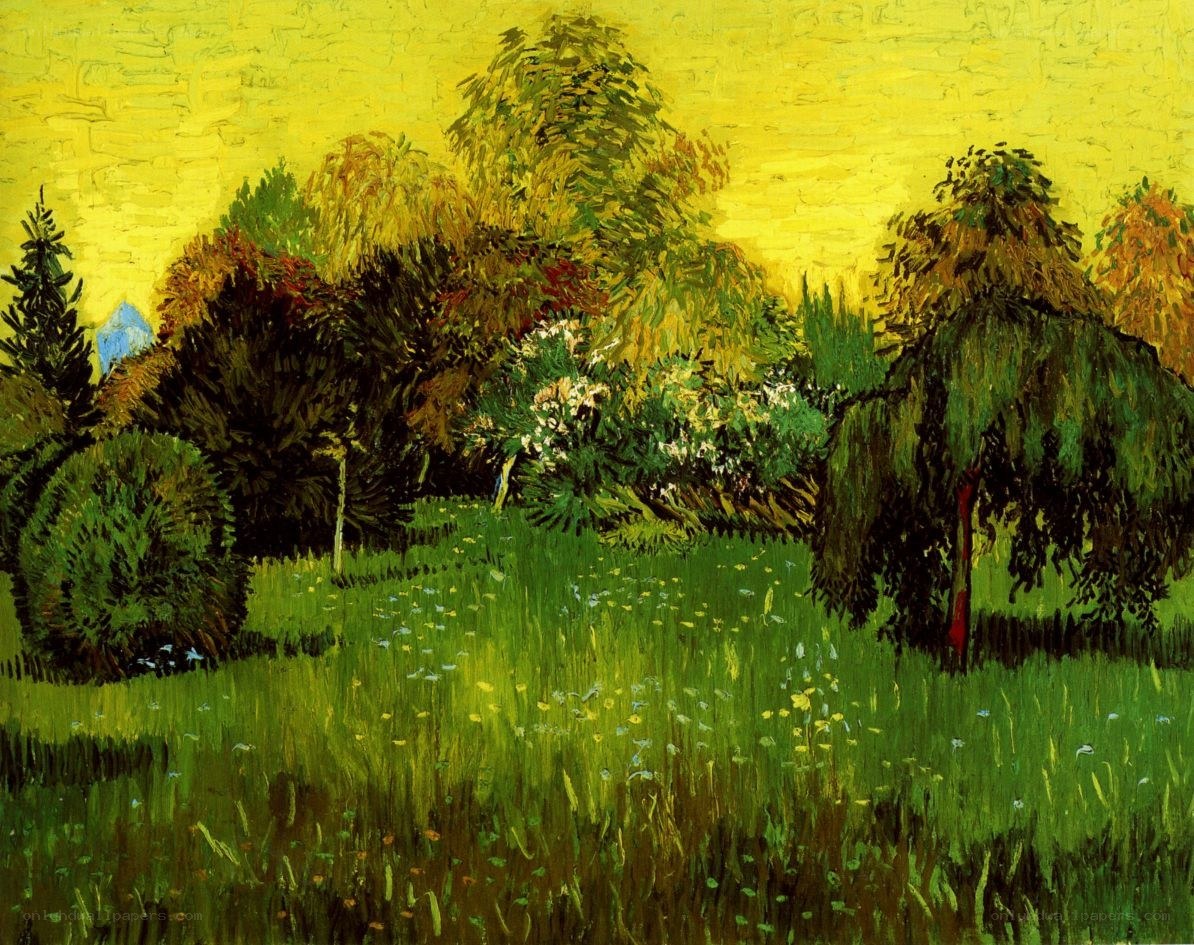 Garden with Trees and Flowers