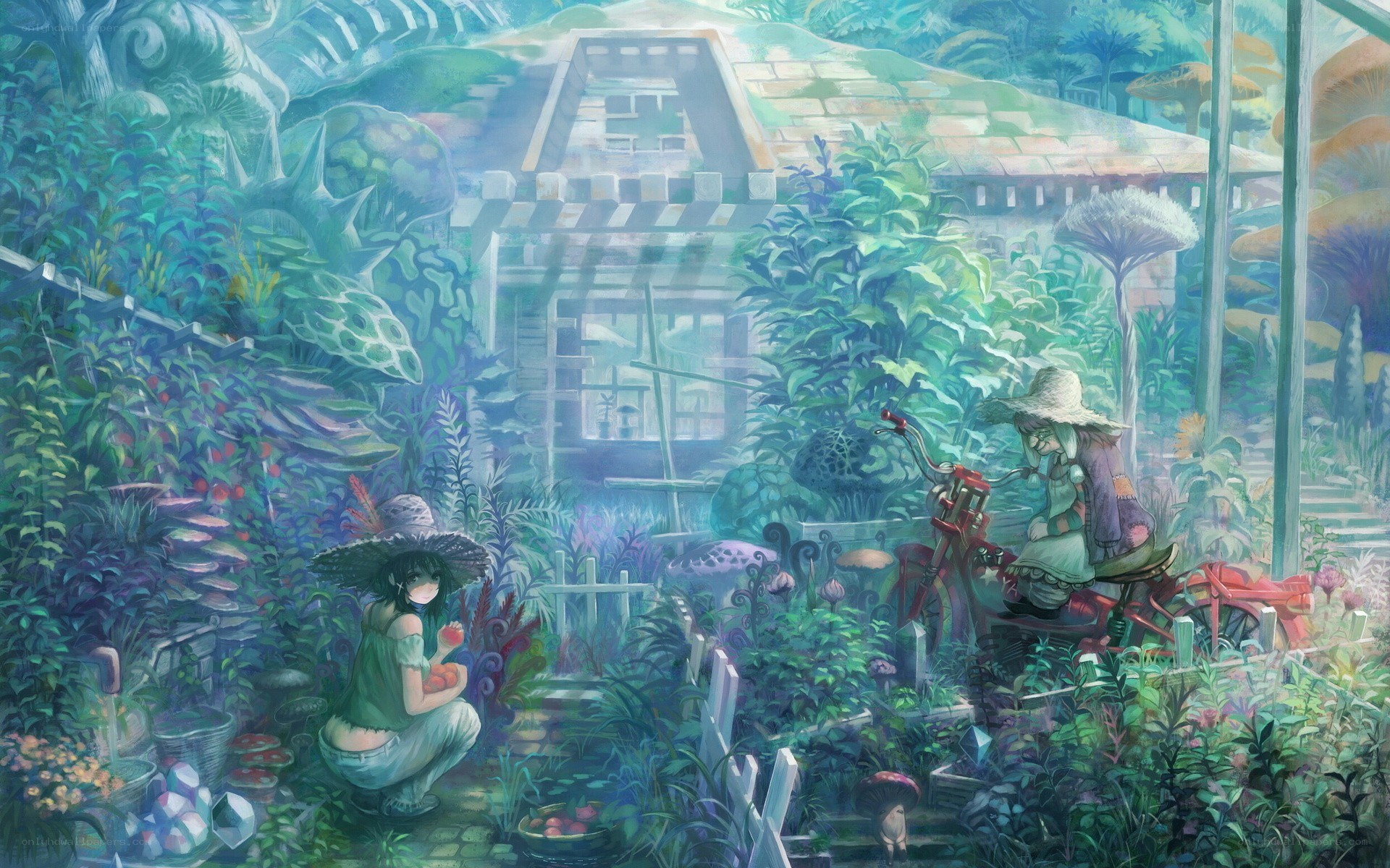 Garden with two girls