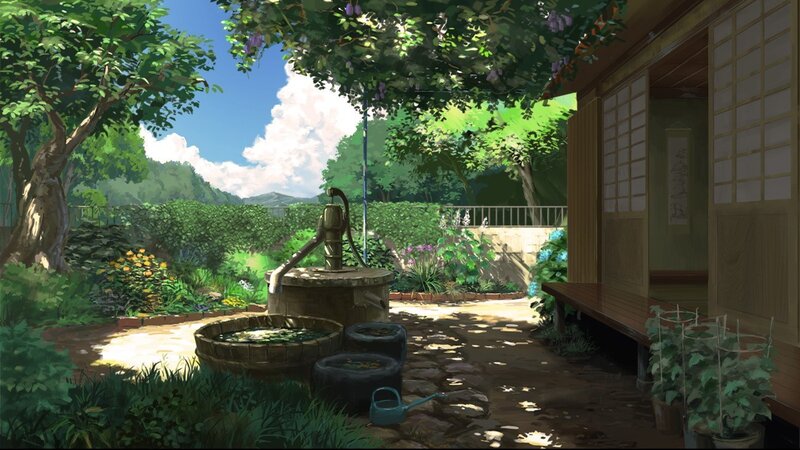 Garden with Water Pump — Green, Serene