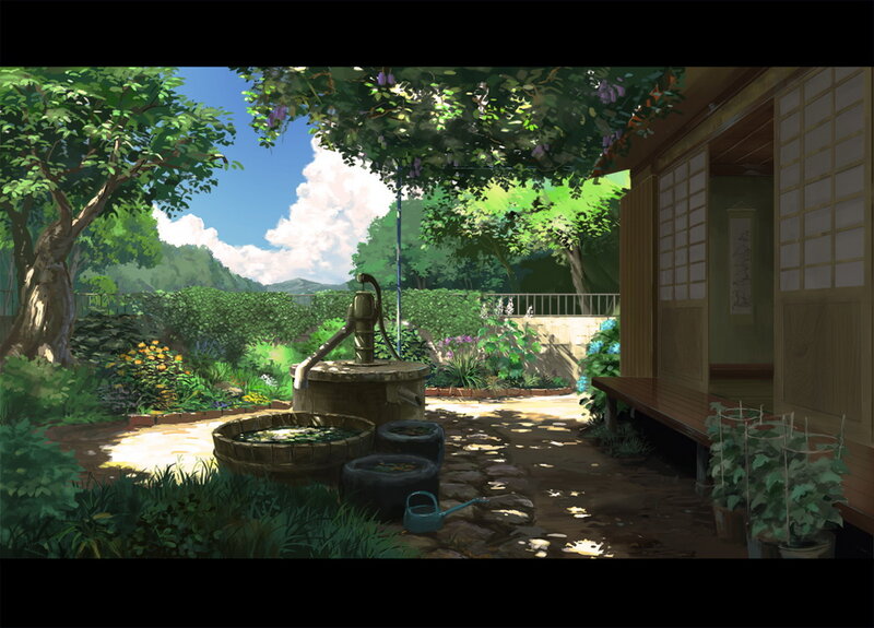 Garden with Water Pump — Green