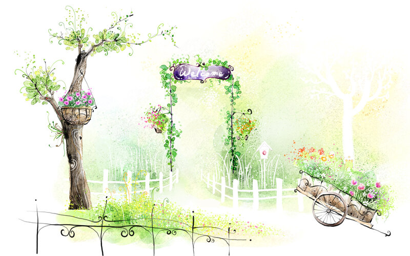 Garden with Welcome Sign