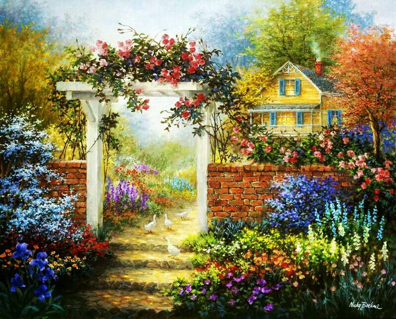Garden with White Arch
